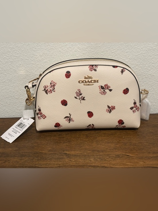 Coach Handbags - Coach Floral & Ladybug Print Crossbody Bag - Cream, Red, Pink
